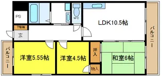 エルエムヒルズ平野【6階】の間取り