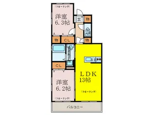 ルヴニールメゾン【1階】の間取り
