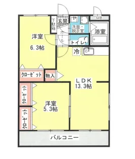ラ・グリシンヌ【2階】の間取り