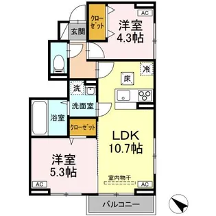 東京都日野市東豊田2【アパート】の間取り