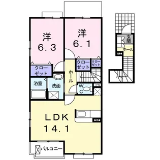 ラッフィナートレジデンスB【2階】の間取り