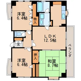 リバーパークヴィレッジ【6階】の間取り