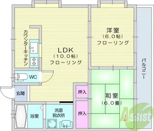 コーポドリームスA棟【1階】の間取り