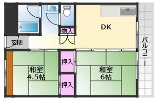 鶴山台団地2棟【4階】の間取り