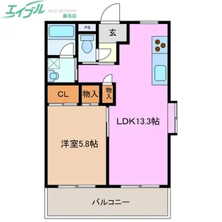 Riverside Studio【3階】の間取り