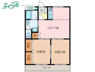 グランディス中央【3階】の間取り