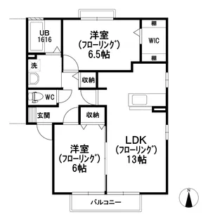 サンブリッジD【2階】の間取り