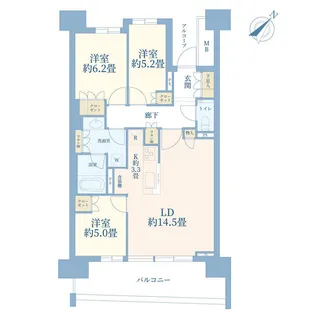 HARUMI FLAG SUN VILLAGE B棟(晴海フラッグ サ【3階】の間取り