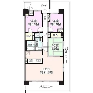 コスモ上町台グレイスタワー【6階】の間取り