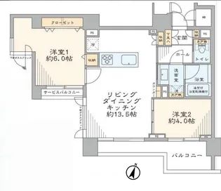 サンウッド赤坂フラッツ【9階】の間取り