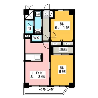 サンシティ名西通【1階】の間取り