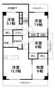 ガーデンハイツ城東【4階】の間取り