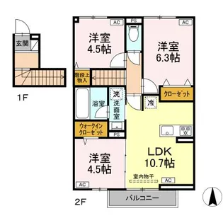 ベルウッドコート B棟【2階】の間取り