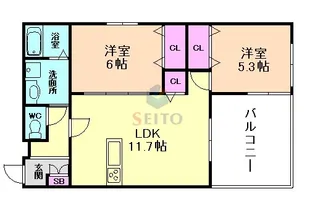 GRAND STEADY 服部本町【2階】の間取り