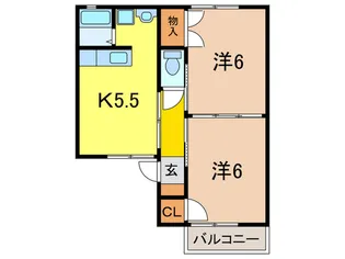グリ-ンハイツ森山B棟【2階】の間取り