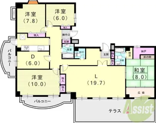 フォーシーズンズ芦屋【5階】の間取り