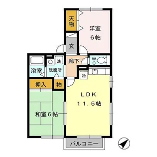 グリーンパーク白旗 A・B【1階】の間取り