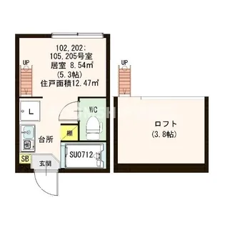 東京都新宿区北新宿2【アパート】の間取り
