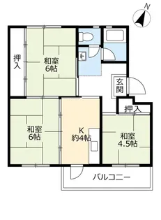 UR朝倉【5階】の間取り