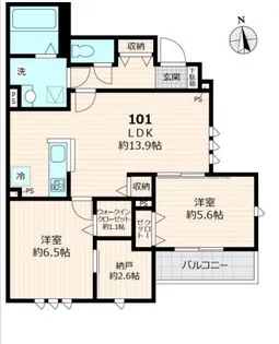 ルーミー六町【1階】の間取り