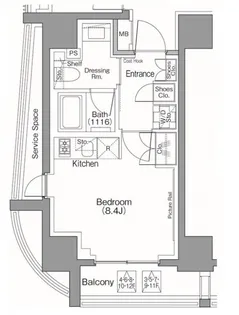 ザ・パークハビオSOHO南青山【10階】の間取り