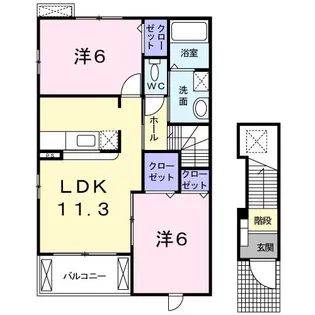 ドゥー ラフィネA【2階】の間取り