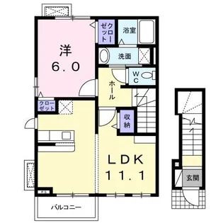 サンリットウェストB【2階】の間取り