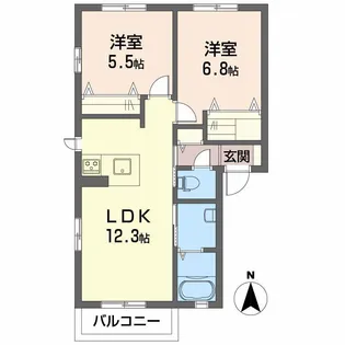 リッツハウス土居田 C棟【2階】の間取り
