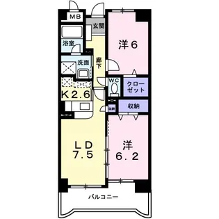 ボヌール 綾の杜【3階】の間取り