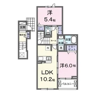 クレシェント【2階】の間取り