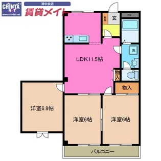 アンブルルミエール【2階】の間取り
