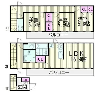 ジョイナス【3階】の間取り