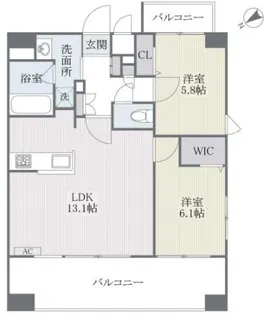 ツインズ大橋A館【11階】の間取り