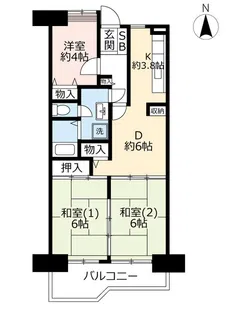 UR高見フローラルタウン五番街【13階】の間取り