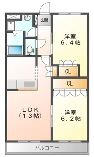 ヴァンパインコート B【2階】の間取り