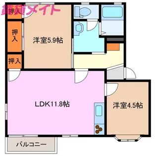 ルミエールさかざき B【1階】の間取り