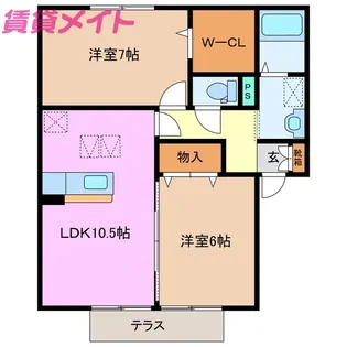 ビルヌーヴ C【1階】の間取り