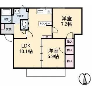 フレグランス恩田【1階】の間取り