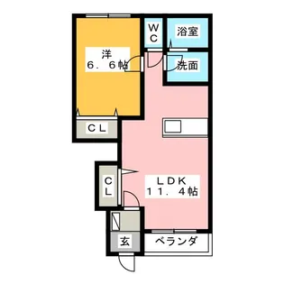 ヴィレッジ川原 南【1階】の間取り
