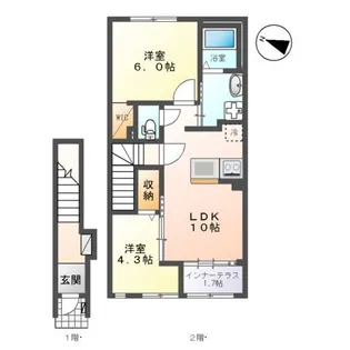 成田市八代アパート新築工事【2階】の間取り