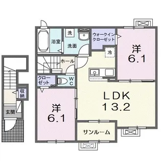 滋賀県長浜市口分田町【アパート】の間取り
