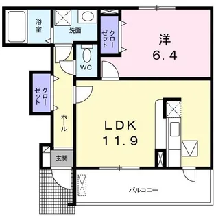 ハリエンジュ【1階】の間取り