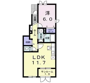 メゾンドアイリスE【1階】の間取り