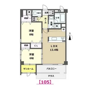 ホワイト・ミュージアム御経塚【1階】の間取り