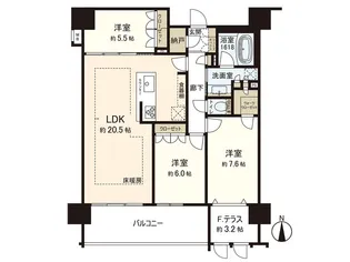 レ・ジェイド北海道ボールパーク【12階】の間取り