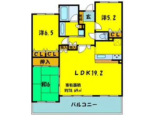 エスリ-ド松原松ヶ丘II番館【6階】の間取り