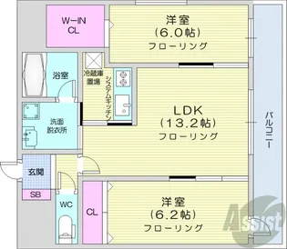 ロックヒルズ札幌【3階】の間取り