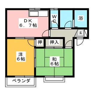 ローズガーデンエイトハウスA【2階】の間取り
