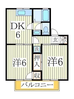 サニーハイツ2番館【1階】の間取り