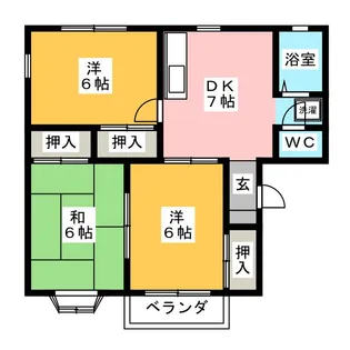 サニーハイツくろの A棟【2階】の間取り